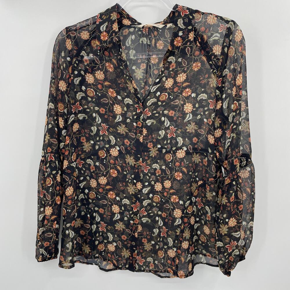 SOFT SURROUNDINGS Chiffon Layering Shirt Size XS Sheer Cottage Peasant Top